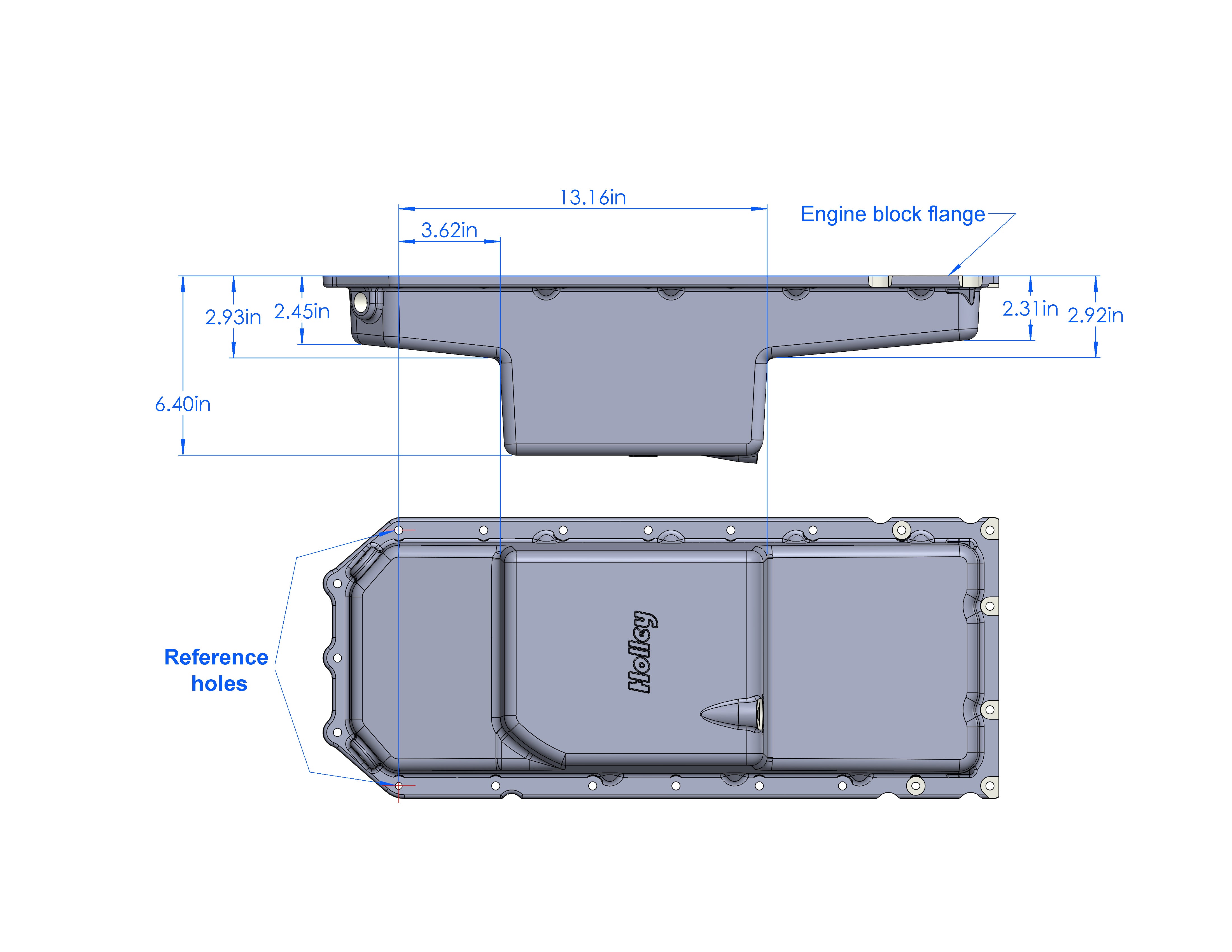 Holley Mid-Sump Oil Pan (302-60) - NON VVT- NATURAL FINISH